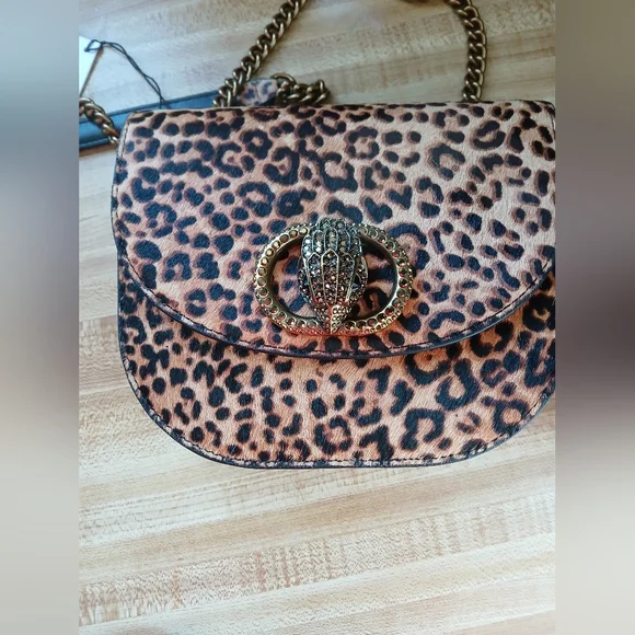 Kurt Geiger NWT "The Chelsea" Leopard Pony Hair Shoulder Bag With Dustbag - Picture 9 of 13